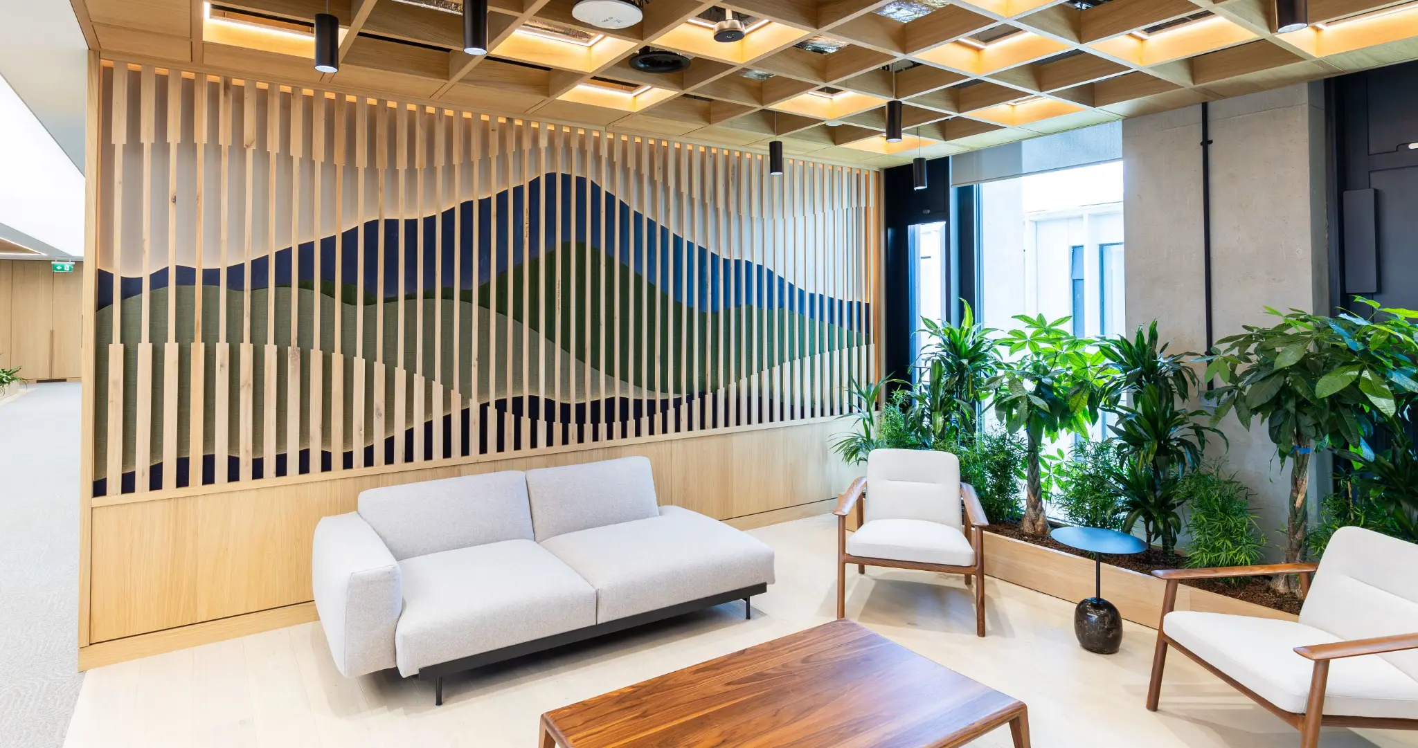 SMBC Aviation Dublin 3D Feature Wall — Mount Fuji and Croagh Patrick lounge view